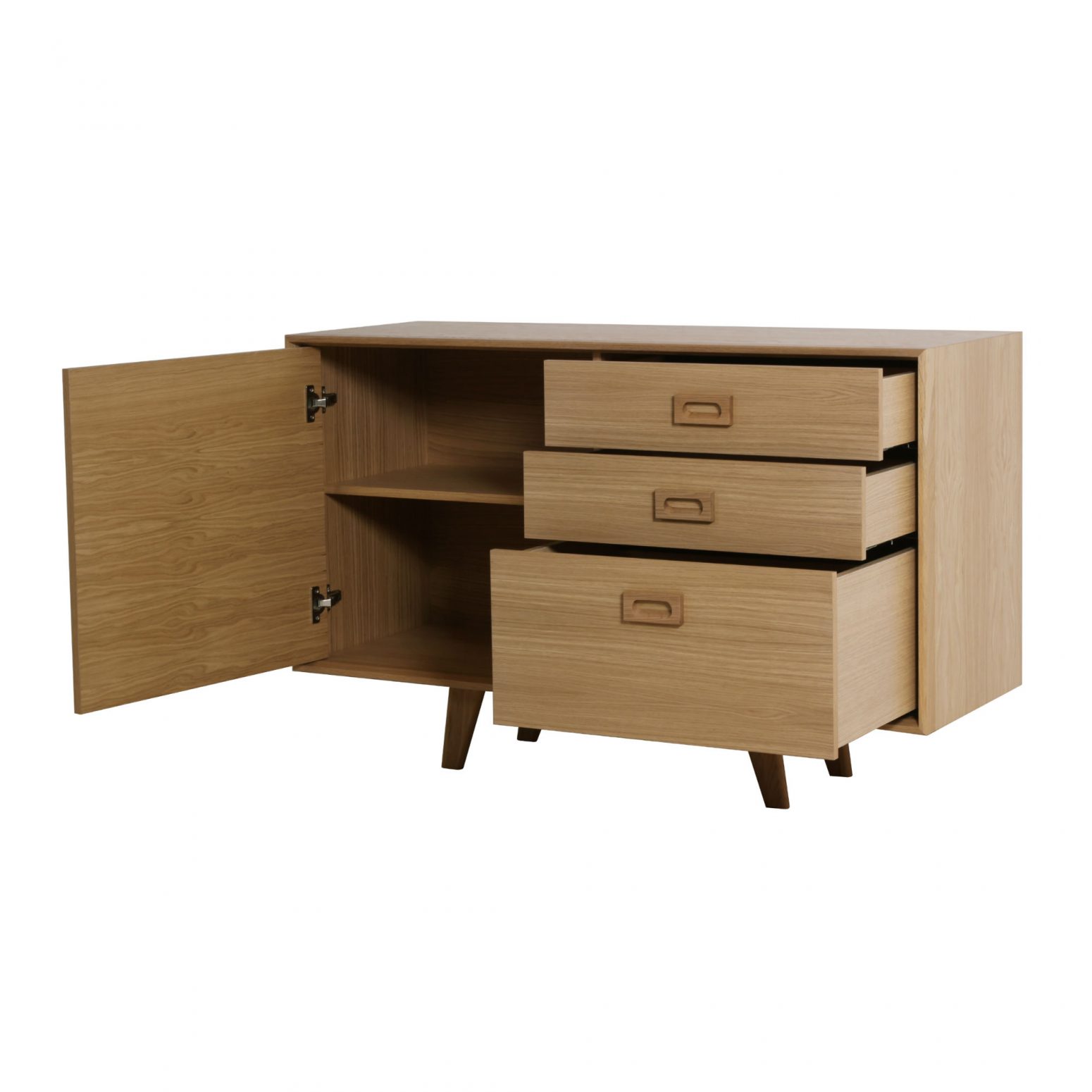 Buffet Scandinave En Bois 1 Porte 3 Tiroirs Brin D Ouest