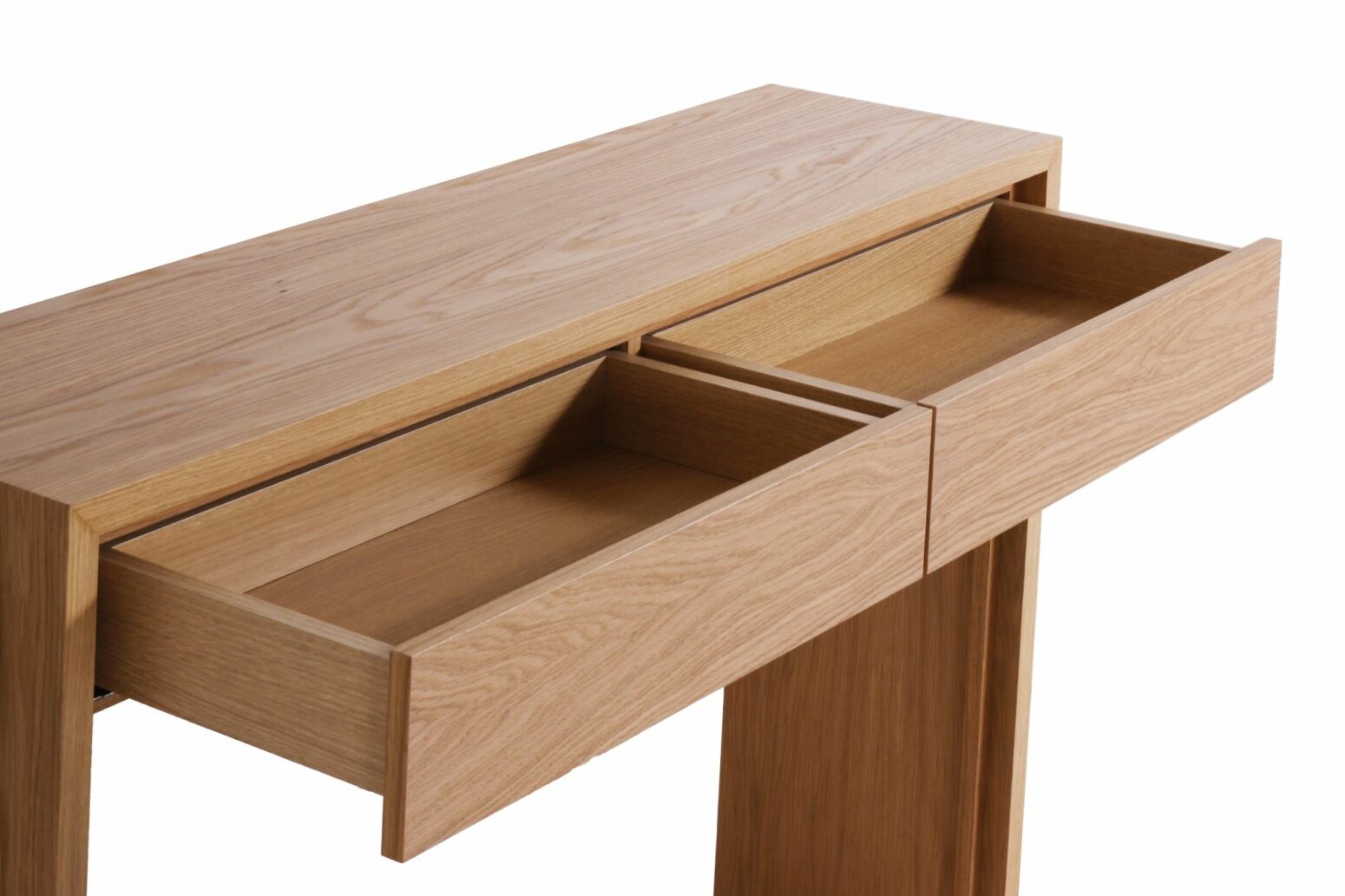 Petite console 120 cm avec 2 tiroirs en chêne clair