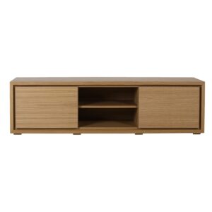 Meuble tv design 150 cm en chêne naturel 2 niches 2 tiroirs