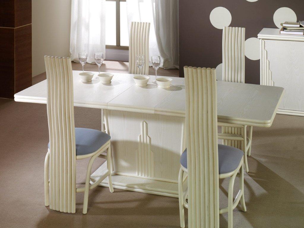 Table de salle à manger contemporaine avec pied central et rallonge