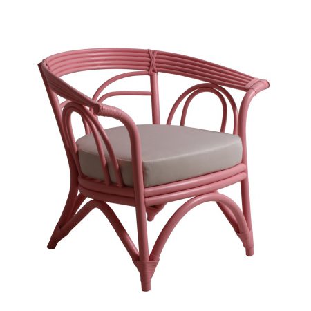 fauteuil rotin design couleur rose