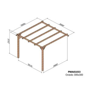 Dimensions d'une pergola 3x3 en bois adossée