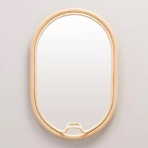 Miroir ovale rotin couleur naturelle avec une patère